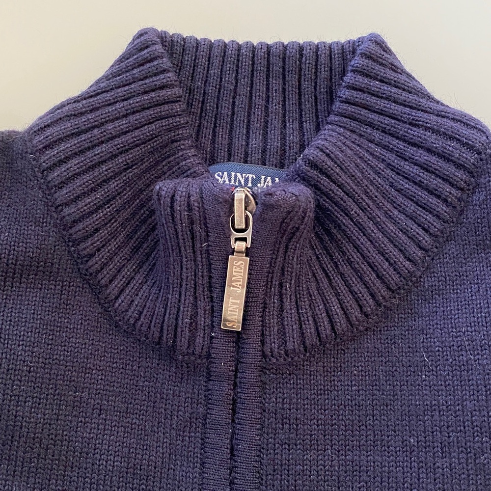 Saint James Dark Blue Zip-Up Cardigan Sweater for Men Size M - Picture 13 of 17